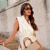 Mini cabas Tini Harmoni EST-OUEST - Lin Beige et Tan