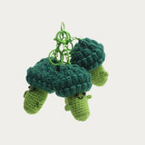 Bijoux de sac Brocoli au crochet, vue de plusieurs angles