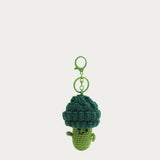 Bijou de sac Brocoli au crochet vert foncé et vert clair, vue de face