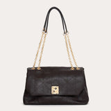 Serenity topstitched flap bag - Chocolate brown