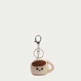 Bijou de sac Café au crochet, tasse écrue et brune, vue de face