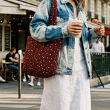 Sac cabas matelassé Polka Dots - Chocolat