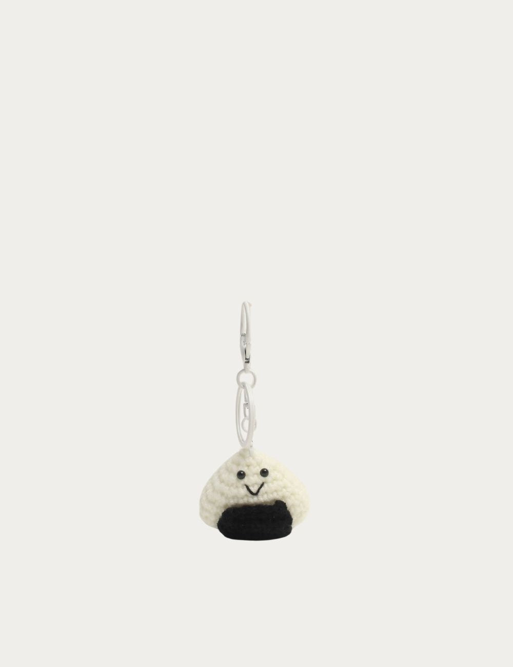 Bijou de sac Onigiri au crochet écru et noir