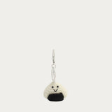 Bijou de sac Onigiri au crochet écru et noir