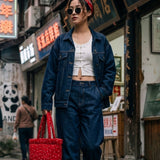 Sac cabas matelassé Polka Dots - Rouge