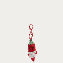 Bijou de sac Piment au crochet rouge et vert avec message positif
