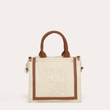 Harmini mini tote bag - Ecru cotton and Tan