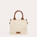 Harmini mini tote bag - Ecru cotton and Tan