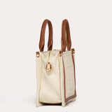 Harmini mini tote bag - Ecru cotton and Tan