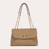 Serenity flap bag (SAN) - Beige linen and rush green