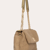 Serenity flap bag (SAN) - Beige linen and rush green
