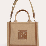 Harmoni Tote Bag - Beige and Tan Linen