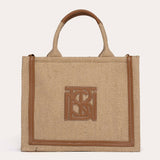 Harmoni Tote Bag - Beige and Tan Linen