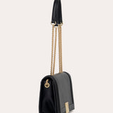 Jovi Flap Bag with Chains - Black