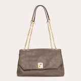 Serenity Topstitched Flap Bag - Ash Taupe