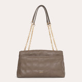 Serenity Topstitched Flap Bag - Ash Taupe