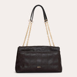 Serenity topstitched flap bag - Chocolate brown