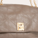 Serenity Topstitched Flap Bag - Ash Taupe