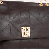 Serenity topstitched flap bag - Chocolate brown