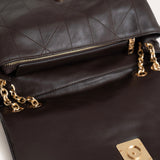 Serenity topstitched flap bag - Chocolate brown