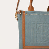Harmini mini tote bag - Denim and Cognac
