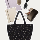 Sac cabas matelassé Polka Dots - Noir
