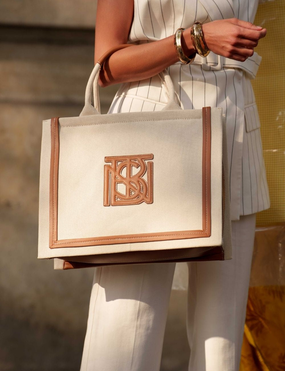 Bestini Sac Cabas Harmoni - Lin Beige et Tan Bestini Paris – BESTINI