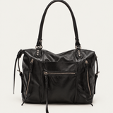 Sac Mimosa noir Bestini Paris, vue de face avec doubles anses et poche avant zippée
